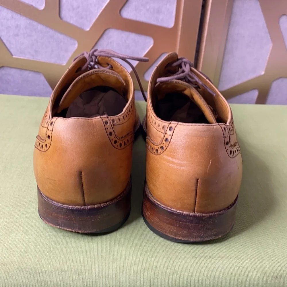 Cole Haan Men’s Leather Wingtip Oxford Dress Shoes Tan Brown Size 10.5M